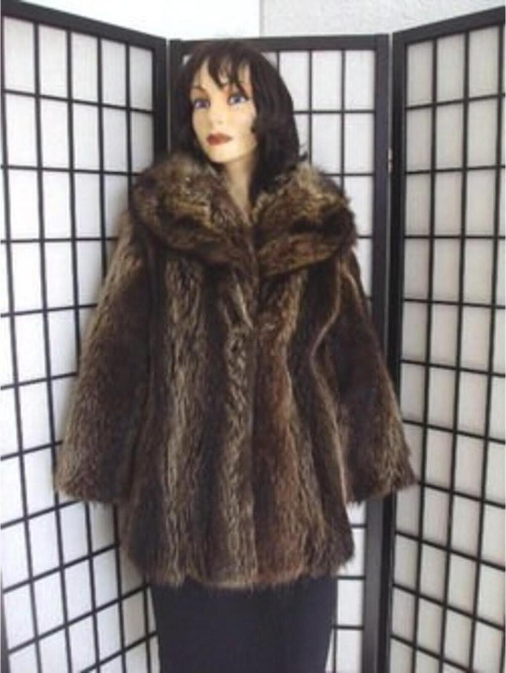 Mint Natural Raccoon Racoon Fur Coat Jacket Bolero Women Woman Size 4 Petite